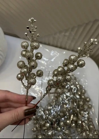 çam ağacı süs poinsettia çiçek seti 9 lu - Görsel 12