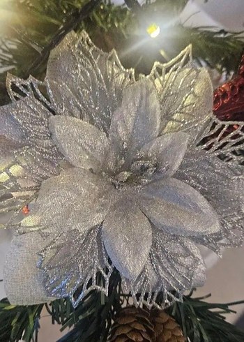 çam ağacı süs poinsettia çiçek seti 9 lu - Görsel 10