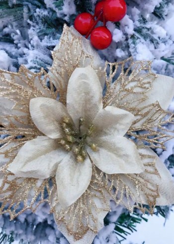 çam ağacı süs poinsettia çiçek seti 9 lu - Görsel 6