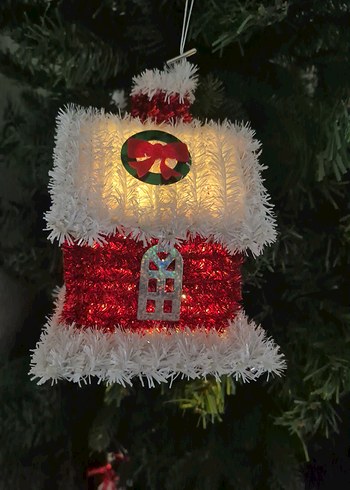 Renkli Işıklı Kırmızı Yılbaşı Evi Süsü - Görsel 10