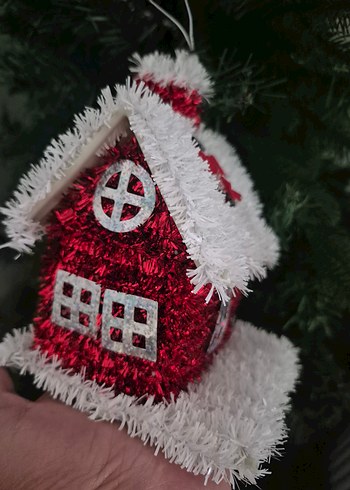 Renkli Işıklı Kırmızı Yılbaşı Evi Süsü - Görsel 8