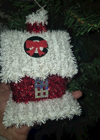 Renkli Işıklı Kırmızı Yılbaşı Evi Süsü - Görsel 12