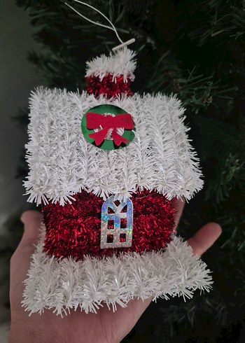 Renkli Işıklı Kırmızı Yılbaşı Evi Süsü - Görsel 9