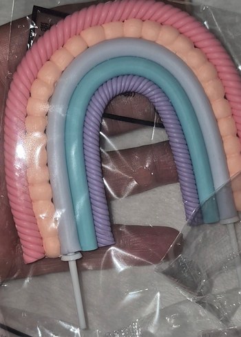 pembe Gökkuşağı Dekoru Pasta süsleme seti - Görsel 2