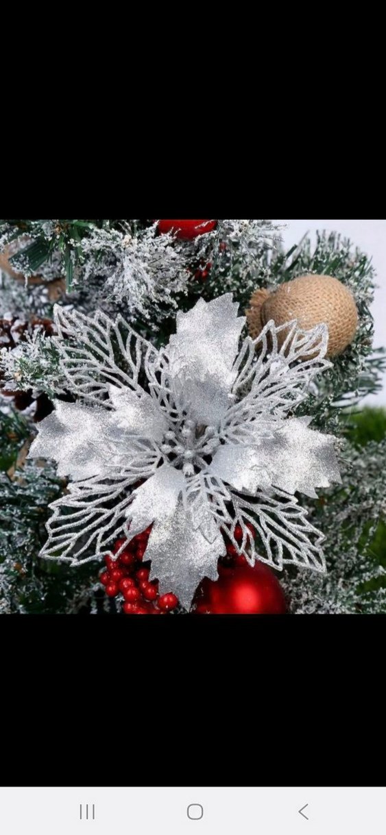 çam ağacı süs poinsettia çiçek seti - Görsel 3