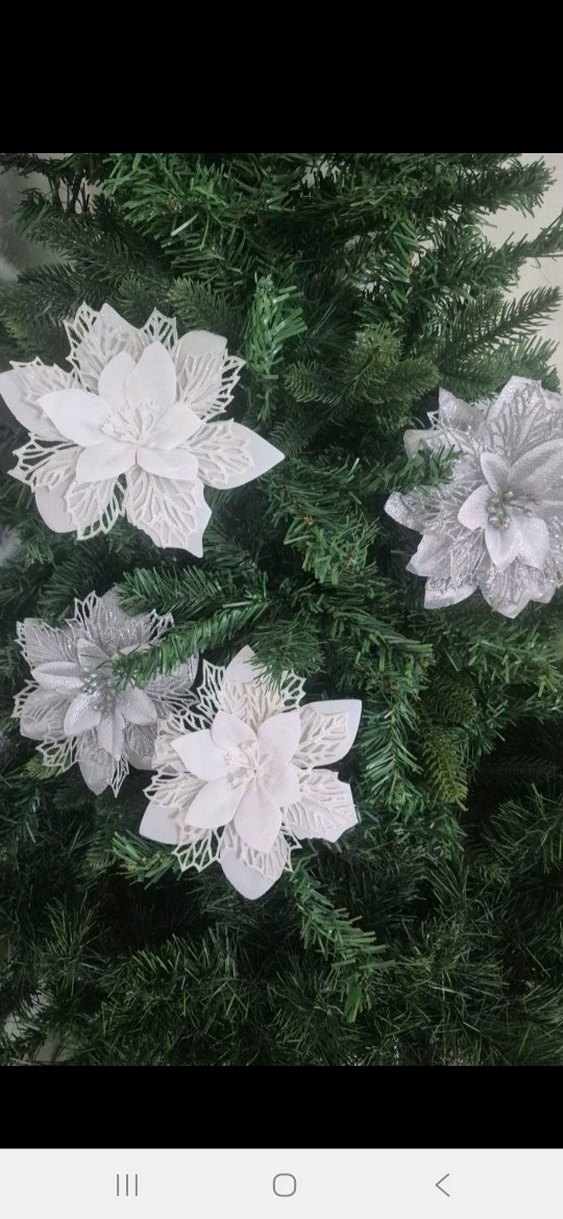 çam ağacı süs poinsettia çiçek seti - Görsel 5