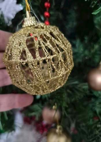 Altın Renkli Yılbaşı Süsü 6 adet 6 cm - Görsel 2