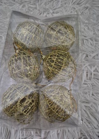 Altın Renkli Yılbaşı Süsü 6 adet 6 cm - Görsel 4