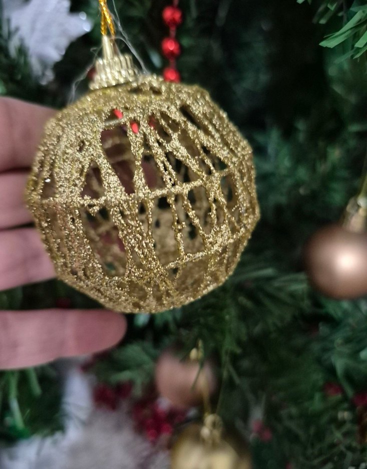 Altın Renkli Yılbaşı Süsü 6 adet 6 cm - Görsel 2