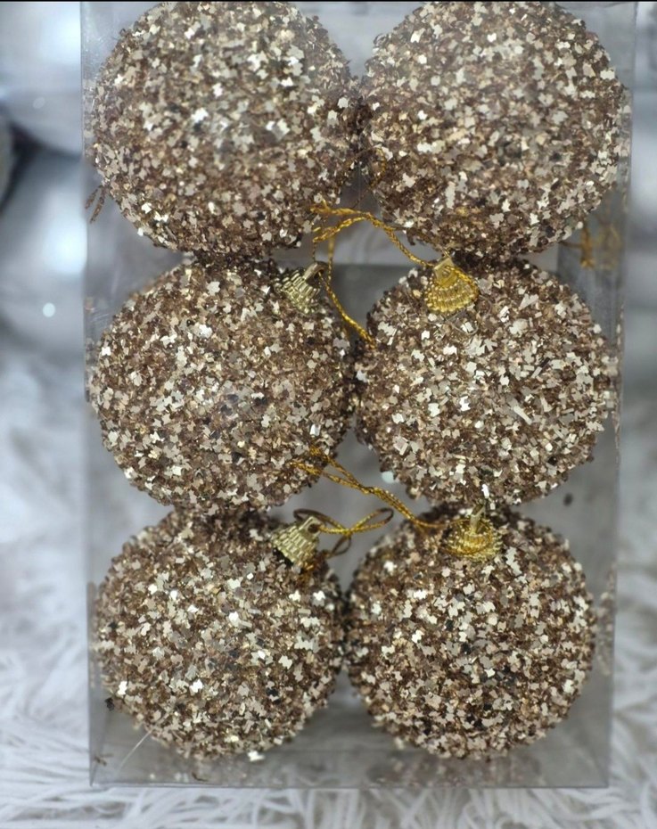 Parlak Altın Yılbaşı Süs Topları 6'lı - Görsel 2