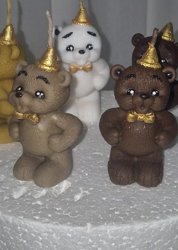 Renkli Kahverengi Ayı Figürlü Mum - Görsel 4