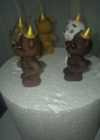 Renkli Kahverengi Ayı Figürlü Mum - Görsel 8