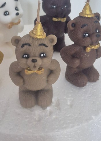 Renkli Kahverengi Ayı Figürlü Mum - Görsel 2