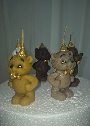 Renkli Kahverengi Ayı Figürlü Mum - Görsel 7