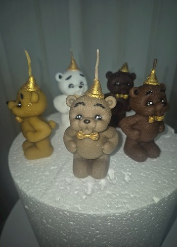 Renkli Kahverengi Ayı Figürlü Mum - Görsel 9