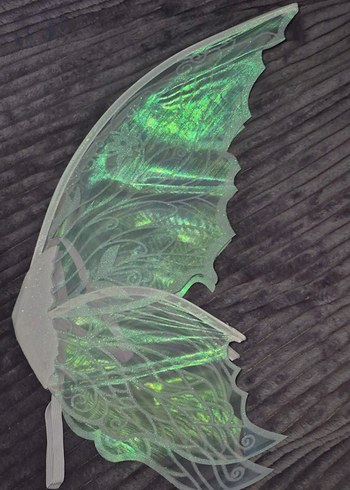 Nakışlı Şeffaf Beyaz Kelebek Kanat - Görsel 8