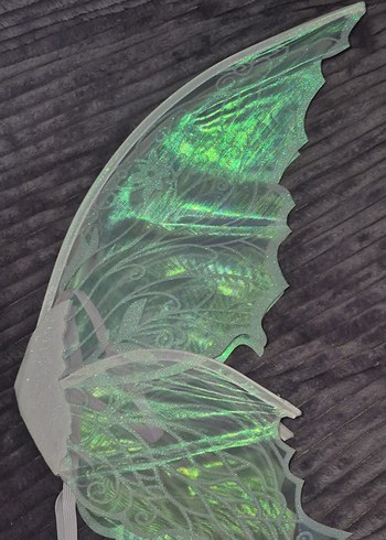 Nakışlı Şeffaf Beyaz Kelebek Kanat - Görsel 4