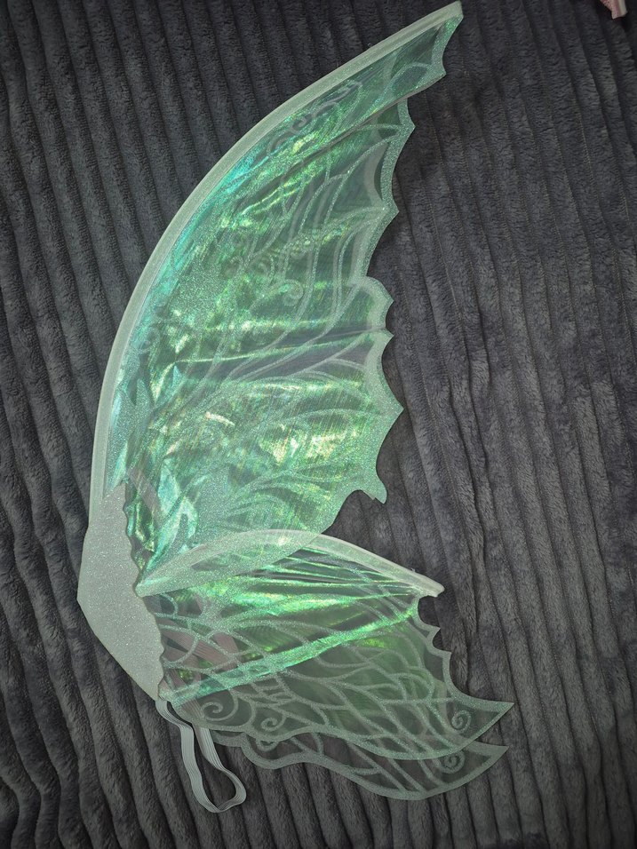 Nakışlı Şeffaf Beyaz Kelebek Kanat - Görsel 5