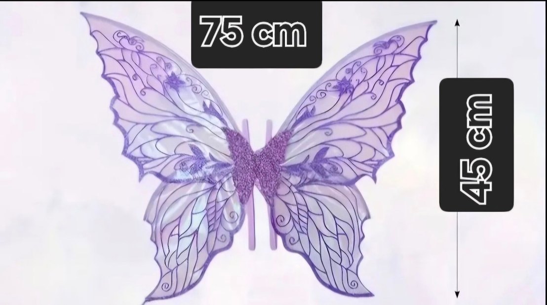 Nakışlı Şeffaf Beyaz Kelebek Kanat - Görsel 2