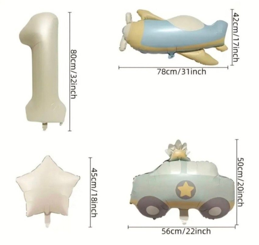 Pastel bej Mavi Doğum Günü Balon Seti - Görsel 2