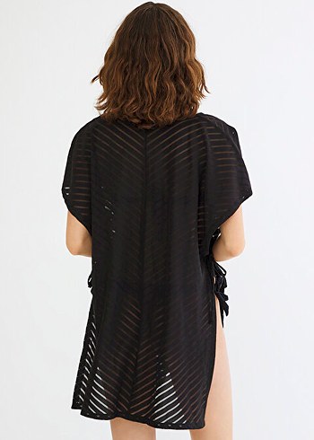 Siyah Zebra Desenli Midi Pareo - Görsel 4