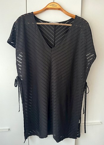 Siyah Zebra Desenli Midi Pareo - Görsel 5