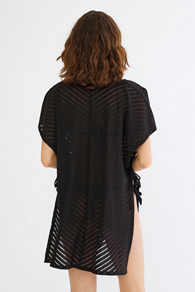 Siyah Zebra Desenli Midi Pareo - Görsel 4