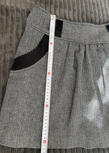 Gri Yünlü Mini Etek - Görsel 7