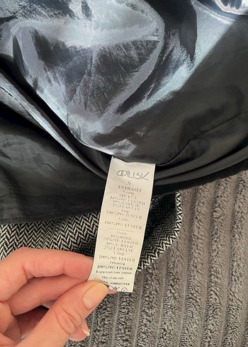 Gri Yünlü Mini Etek - Görsel 5