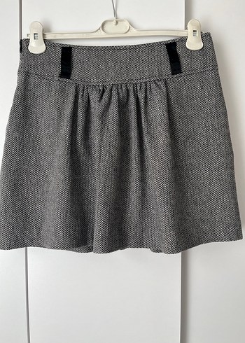 Gri Yünlü Mini Etek - Görsel 3