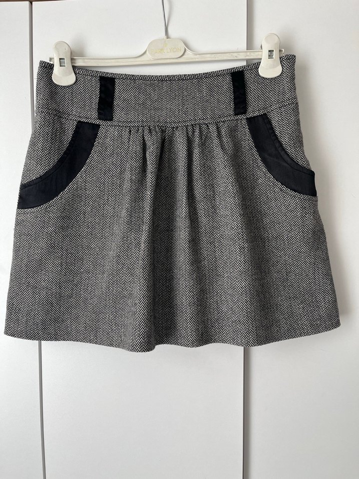 Gri Yünlü Mini Etek - Görsel 2