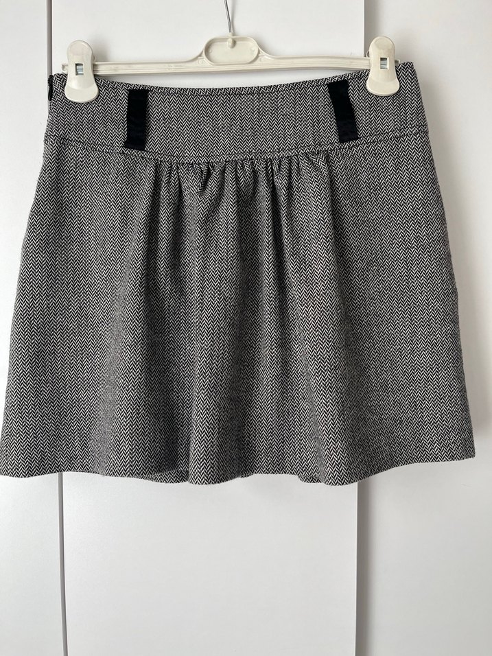 Gri Yünlü Mini Etek - Görsel 3