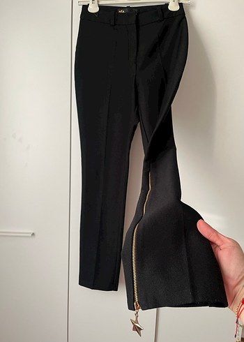 Siyah Fermuarlı Kadın Kumaş Pantolon - Görsel 3