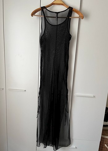 Uzun Siyah Gotik Transparan Kadın Palj Elbisesi - Görsel 6