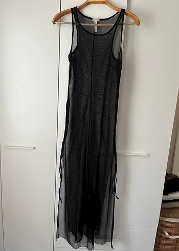 Uzun Siyah Gotik Transparan Kadın Palj Elbisesi - Görsel 3