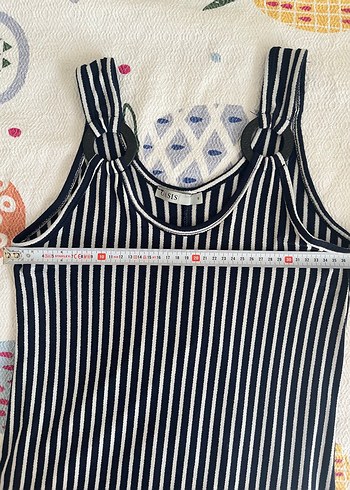 Çizgili, Bisiklet Yaka, Midi Triko Elbise - Görsel 5