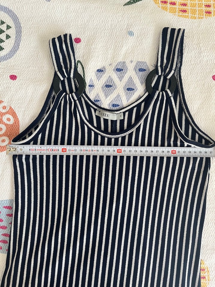 Çizgili, Bisiklet Yaka, Midi Triko Elbise - Görsel 5