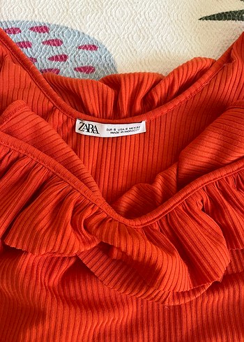 Turuncu Fırfırlı Midi Elbise - Görsel 4