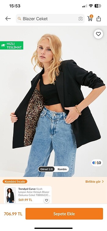 Leopar astarlı blazer ceket