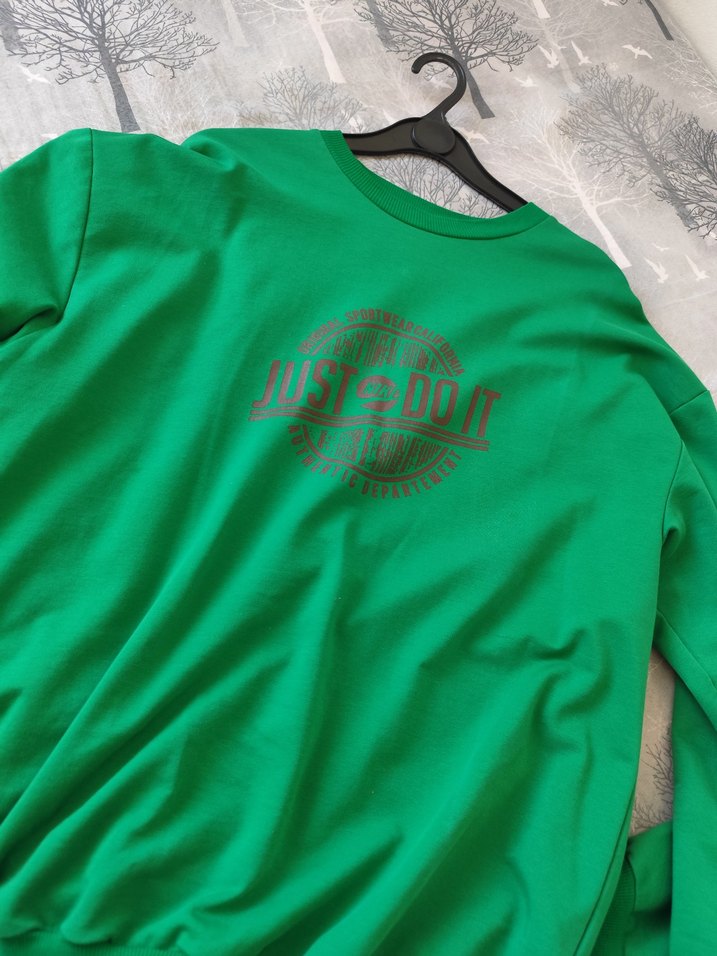 Yeşil Baskılı Uzun Kollu Kadın Sweatshirt - Görsel 3