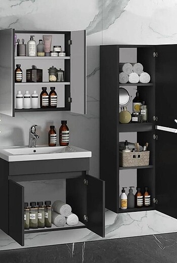 Beden 65 35 Cm Mdf Seramik Lavabolu Asma Banyo Dolabı