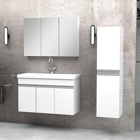 2K Esen-B 100 Cm MDF Lavabolu Banyo Dolabı
