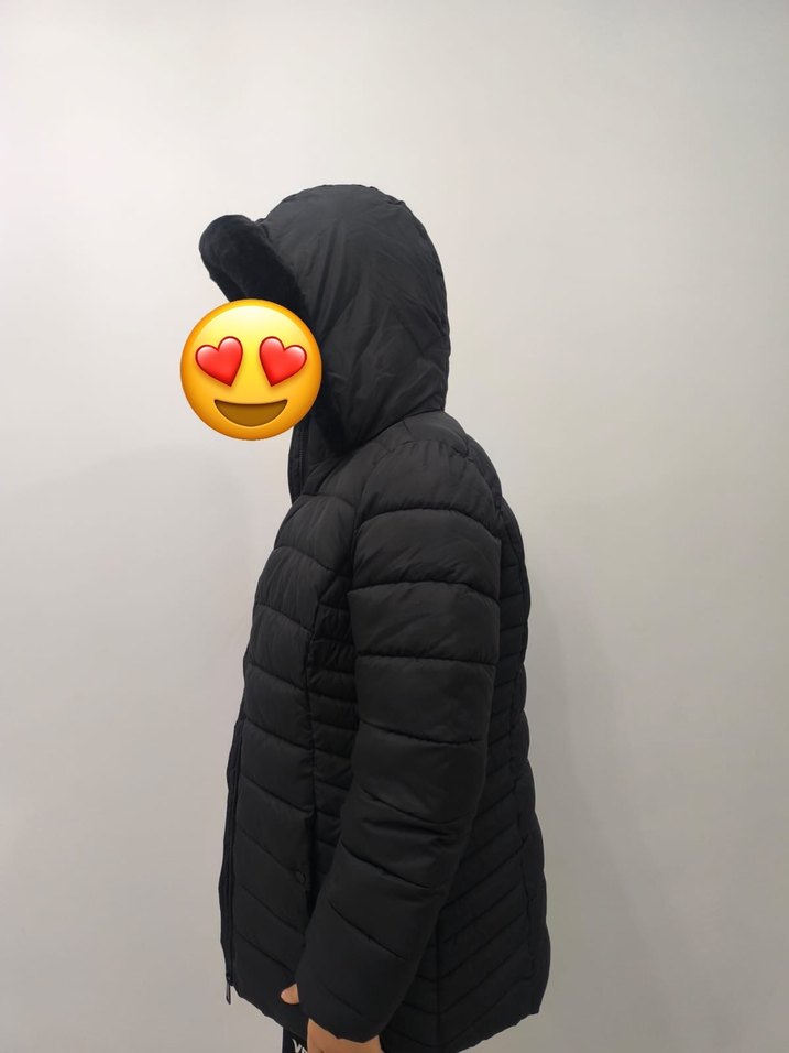 Siyah Kadın Kışlık Kürklü Mont - Görsel 3