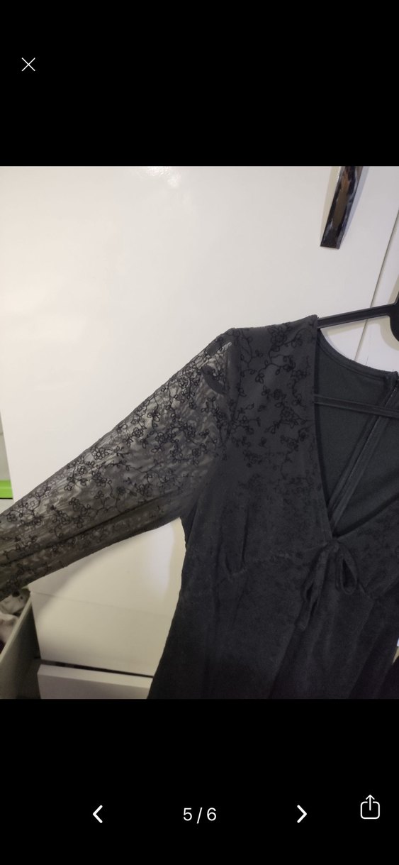 Siyah Dantel Detaylı Mini Goth Elbise - Görsel 4