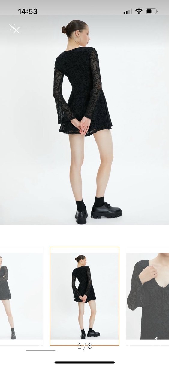 Siyah Dantel Detaylı Mini Goth Elbise - Görsel 2