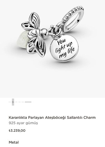 925 Ayar Gümüş Parlayan Ateşböceği Charm - Görsel 2