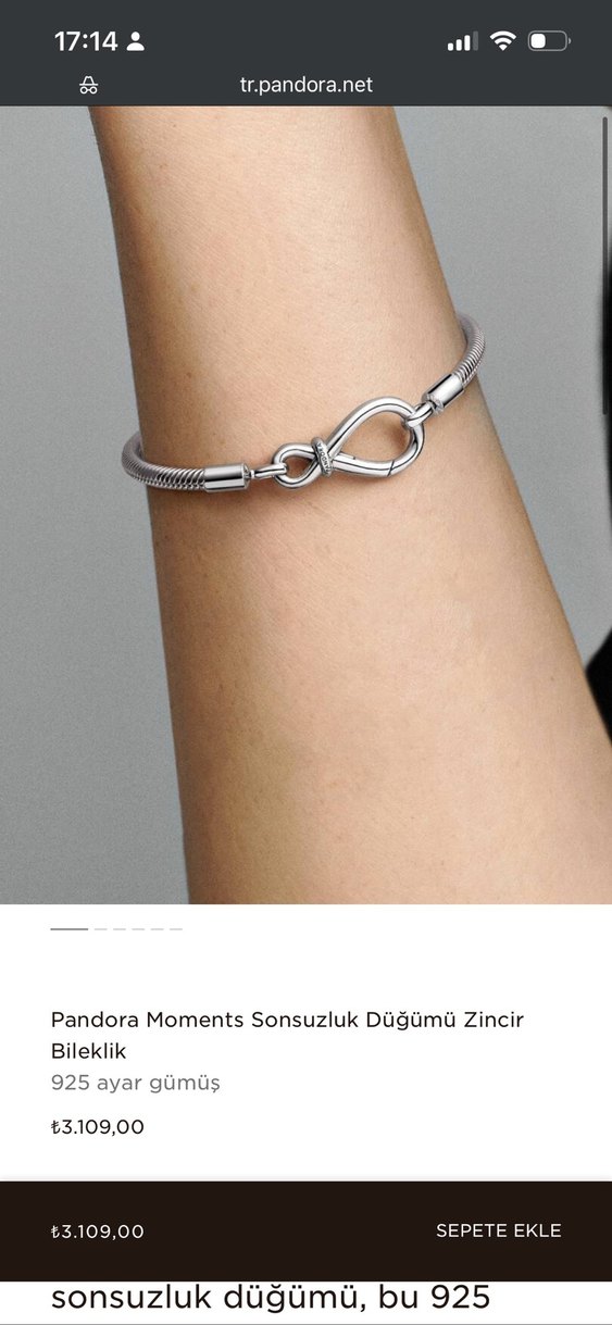 Pandora Gri Zincir Detaylı Kadın Bileklik - Görsel 3