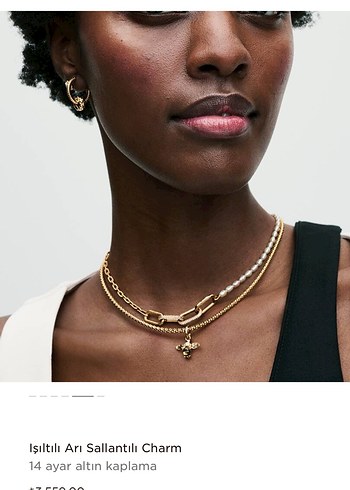 14 Ayar Altın Kaplama Işıltılı Arı Charm - Görsel 5