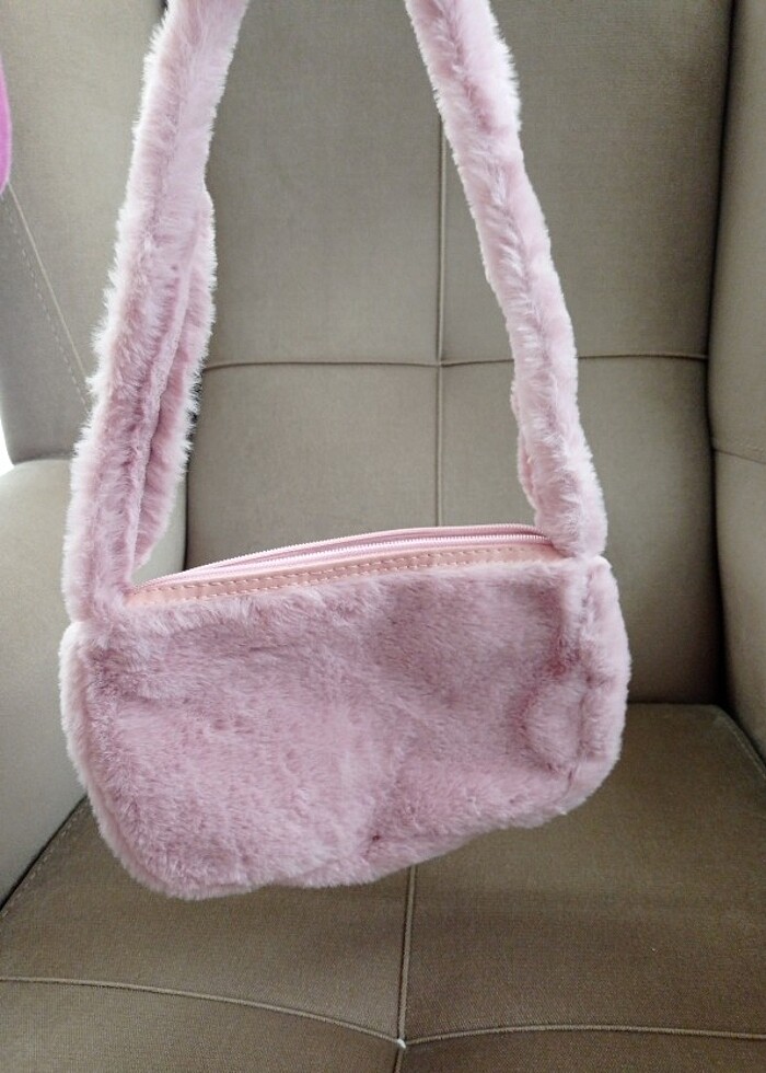 Pembe peluş coquette çanta  - Görsel 2