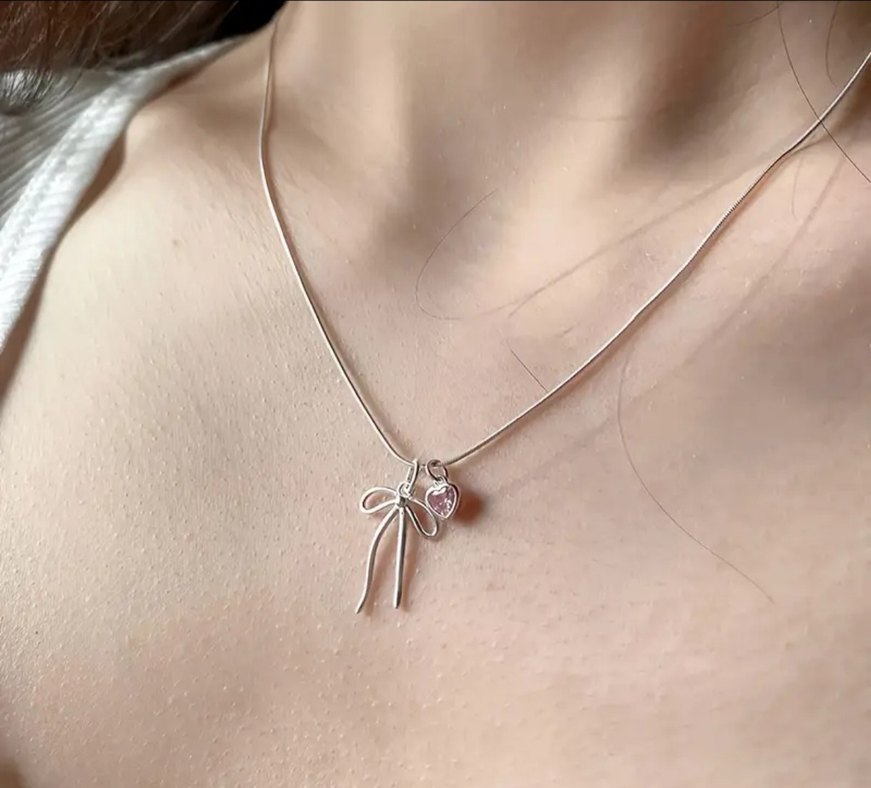 Pembe Fiyonklu Kolye - Görsel 2